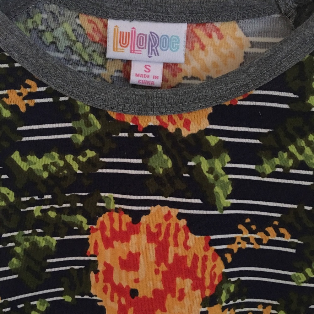 Lularoe Floral/Striped Randy Tee - Picture 2 of 2